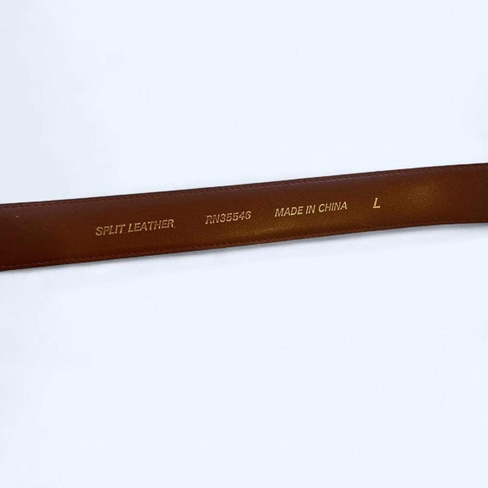 Brown snake embossed split leather belt with brass buckle size L - Picture 3 of 3